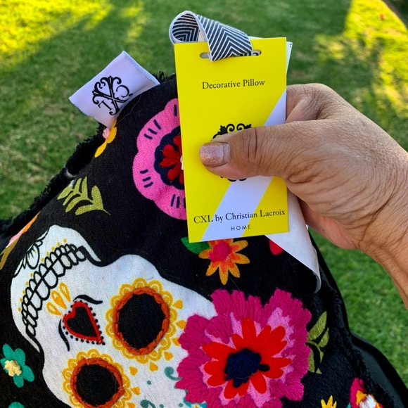 Skull Floral Embroidered Pillow by Christian LaCroix - Picture 3 of 5